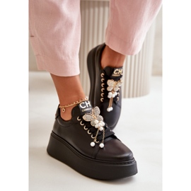 Deportivas Mujer Plataforma Piel Con Mariposa CheBello 4585 Negro 3
