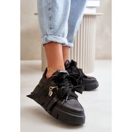 Sneakers Mujer Piel Con Plataforma Negro CheBello 4568 2