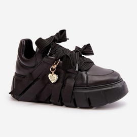 Sneakers Mujer Piel Con Plataforma Negro CheBello 4568 4