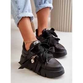 Sneakers Mujer Piel Con Plataforma Negro CheBello 4568 7