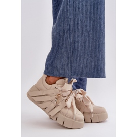 Deportivas Mujer de Piel con Plataforma Beige CheBello 4568 3