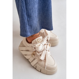 Deportivas Mujer de Piel con Plataforma Beige CheBello 4568 1