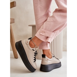 Zapatillas Mujer De Piel Con Pins En La Plataforma CheBello 4596 Beige 6