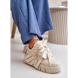 Deportivas Mujer de Piel con Plataforma Beige CheBello 4568 9