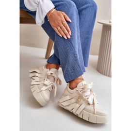 Deportivas Mujer de Piel con Plataforma Beige CheBello 4568 10