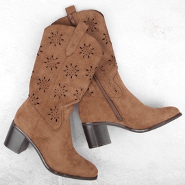 Botas de mujer de ante calado, marrón, Jezzi RMR2337-11 1