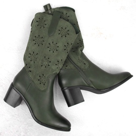 Botas de mujer de ante calado verde Jezzi RMR2337-11 1 Botas de mujer de ante calado verde Jezzi RMR2337-11 1
