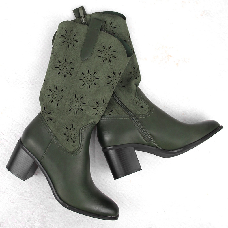 Botas de mujer de ante calado verde Jezzi RMR2337-11 1 Botas de mujer de ante calado verde Jezzi RMR2337-11 1