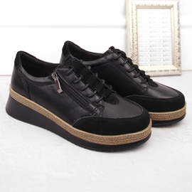 Zapatos de mujer de piel con cremallera, negro T.Sokolski J24-207 2