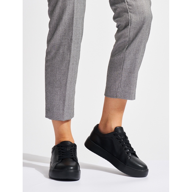 Sergio Leone Zapatillas de deporte de cuero negro SP014 2