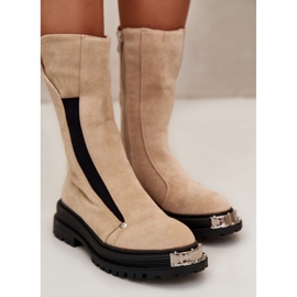 Botas planas aislantes de ante Beige Palimra 4