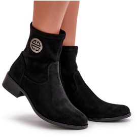 Botines de Mujer con Cierre de Cremallera y Detalle Decorativo, Ante Ecológico, Negro Lerioria 11