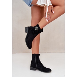 Botines de Mujer con Cierre de Cremallera y Detalle Decorativo, Ante Ecológico, Negro Lerioria 6