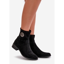 Botines de Mujer con Cierre de Cremallera y Detalle Decorativo, Ante Ecológico, Negro Lerioria 1