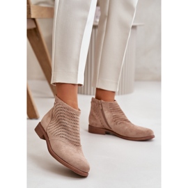 Botas de Mujer Caladas con Tacón Plano Beige S.Barski HY42-076 2