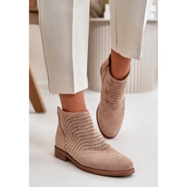 Botas de Mujer Caladas con Tacón Plano Beige S.Barski HY42-076 3