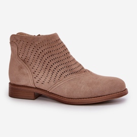 Botas de Mujer Caladas con Tacón Plano Beige S.Barski HY42-076 4