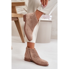 Botas de Mujer Caladas con Tacón Plano Beige S.Barski HY42-076 5