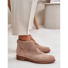 Botas de Mujer Caladas con Tacón Plano Beige S.Barski HY42-076 6