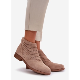Botas de Mujer Caladas con Tacón Plano Beige S.Barski HY42-076 1