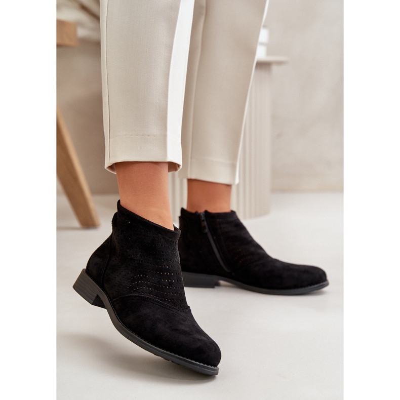 Botas de Mujer Caladas con Tacón Plano Negro S.Barski HY42-076 2