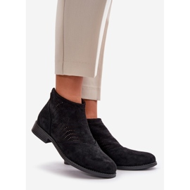 Botas de Mujer Caladas con Tacón Plano Negro S.Barski HY42-076 1