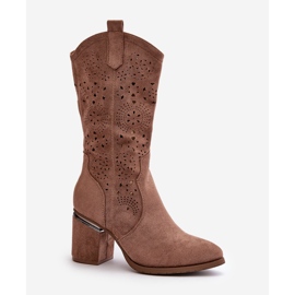 Botas Vaqueras Caladas De Mujer Con Tacón Alto Ante Eco Marrón S.Barski HY42-028 4