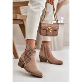 Botas Cowboy Caladas Con Cremallera Eco Ante Beige S.Barski HY42-944 3