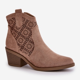 Botas Cowboy Caladas Con Cremallera Eco Ante Beige S.Barski HY42-944 5