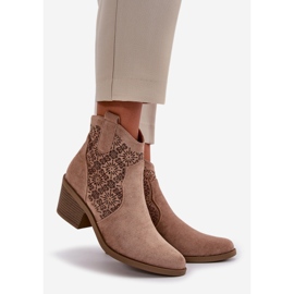 Botas Cowboy Caladas Con Cremallera Eco Ante Beige S.Barski HY42-944 1