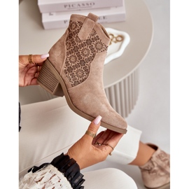 Botas Cowboy Caladas Con Cremallera Eco Ante Beige S.Barski HY42-944 2