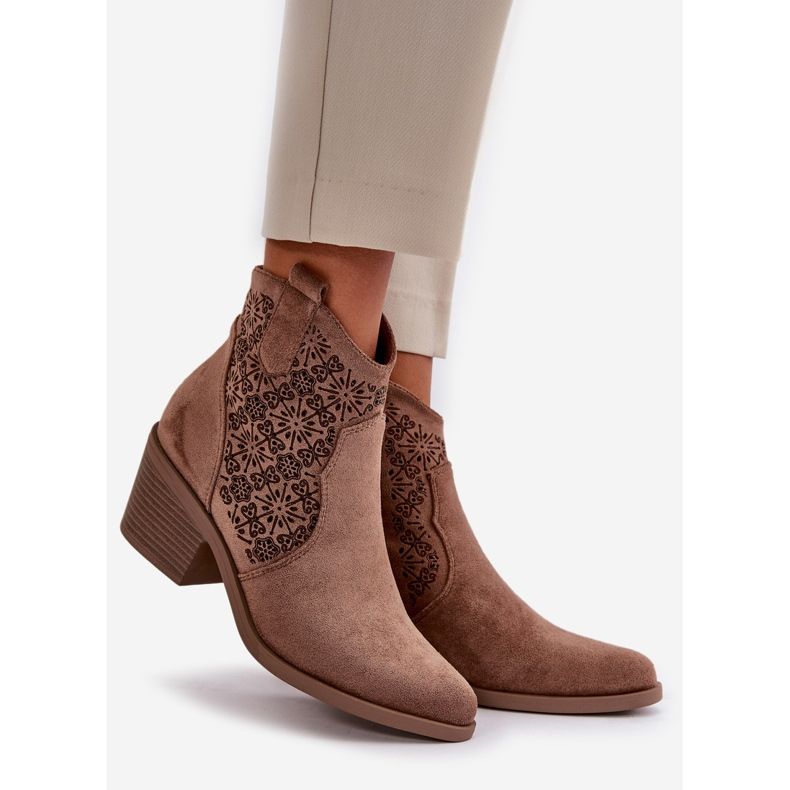 Botas Cowboy Caladas Con Cremallera Eco Ante Marrón S.Barski HY42-944 1