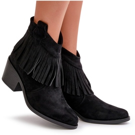 Botas Cowboy Mujer Con Cremallera Ante Eco Negro S.Barski HY42-127 10