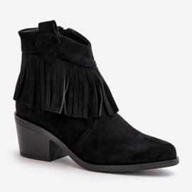 Botas Cowboy Mujer Con Cremallera Ante Eco Negro S.Barski HY42-127 4