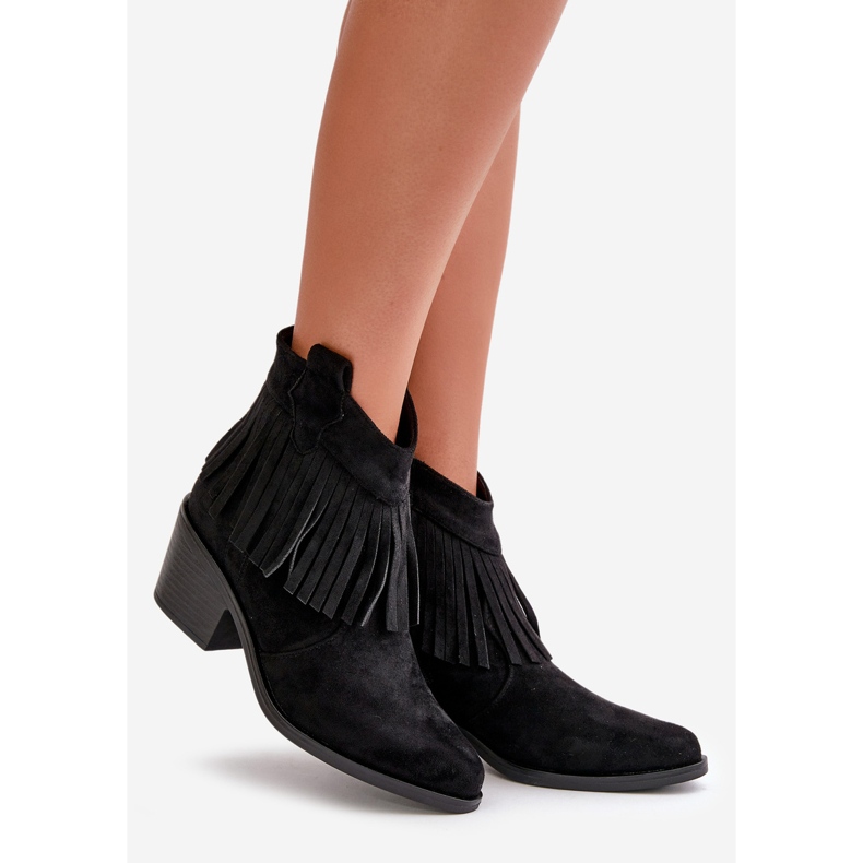 Botas Cowboy Mujer Con Cremallera Ante Eco Negro S.Barski HY42-127 1