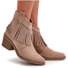 Botas Cowboy Mujer Con Cremallera Ante Ecológico Beige S.Barski HY42-127 14