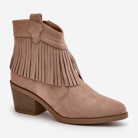 Botas Cowboy Mujer Con Cremallera Ante Ecológico Beige S.Barski HY42-127 8