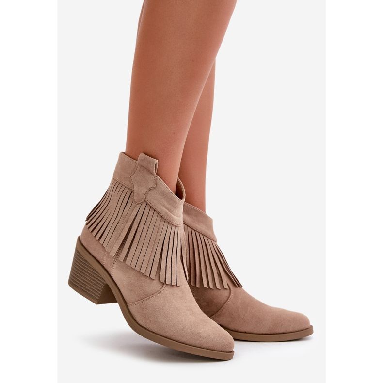 Botas Cowboy Mujer Con Cremallera Ante Ecológico Beige S.Barski HY42-127 1