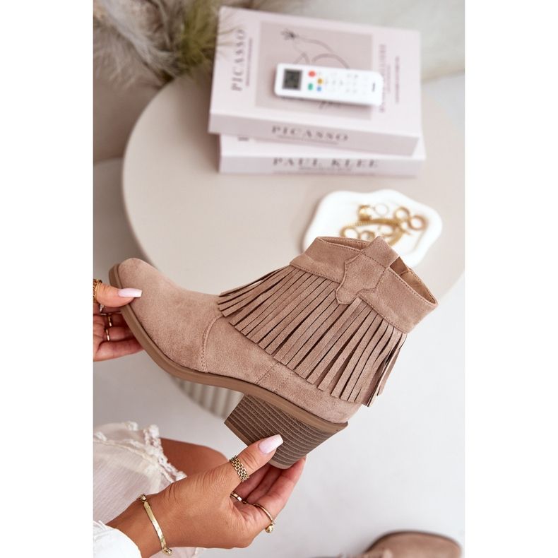 Botas Cowboy Mujer Con Cremallera Ante Ecológico Beige S.Barski HY42-127 2