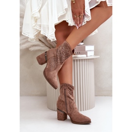 Botines de Mujer Calados Decorados en Gamuza Ecológica Marrón S.Barski HY42-029 7