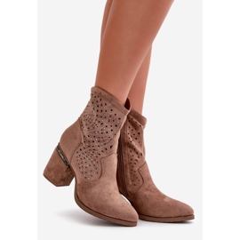 Botines de Mujer Calados Decorados en Gamuza Ecológica Marrón S.Barski HY42-029 1