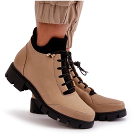 Botas Bajas Aislantes De Mujer En Piel Ecológica, Beige Erisabelle 10