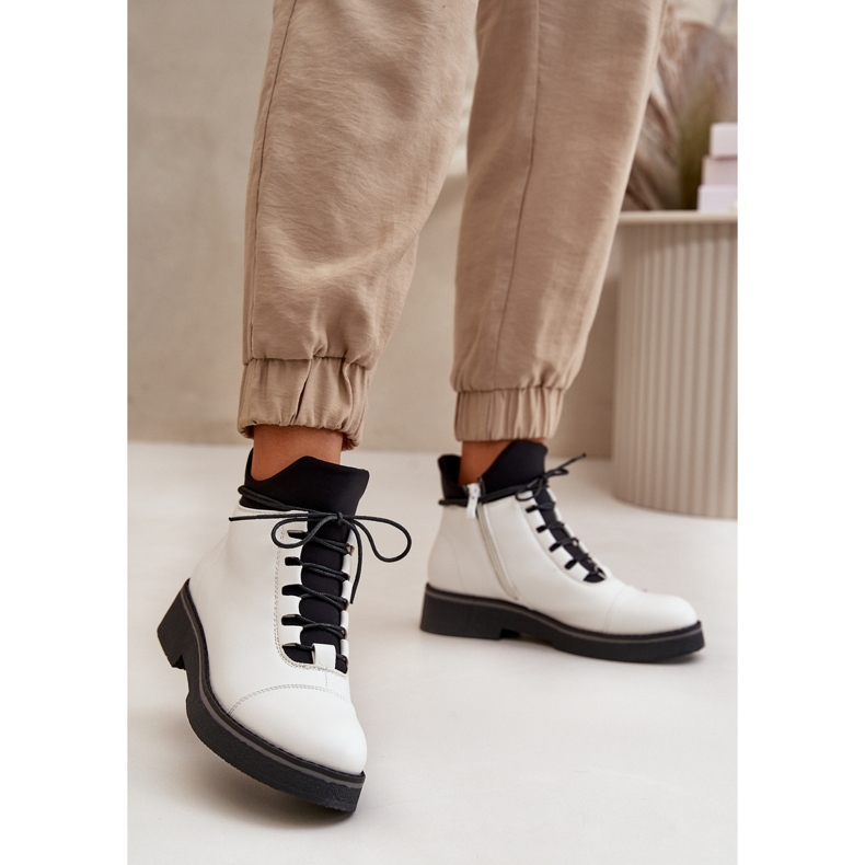 Botas de caña baja con aislamiento para mujer, piel ecológica, blanco 2