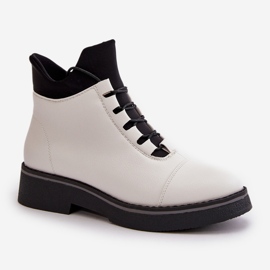 Botas de caña baja con aislamiento para mujer, piel ecológica, blanco 4