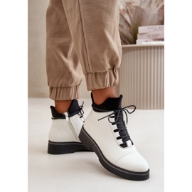 Botas de caña baja con aislamiento para mujer, piel ecológica, blanco 6