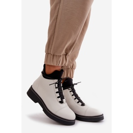 Botas de caña baja con aislamiento para mujer, piel ecológica, blanco 1