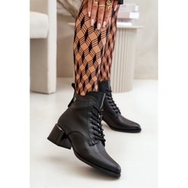 Botas De Mujer Con Cordones Y Tacón Alto, Piel Natural Cálida, Negro Vinceza 91110 3