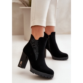 PS1 Botines de mujer aislantes con tacón alto y bordado, Negro Verissae 2