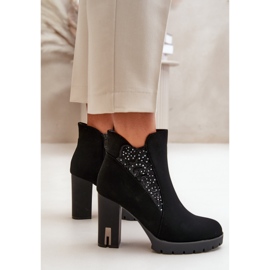 PS1 Botines de mujer aislantes con tacón alto y bordado, Negro Verissae 3