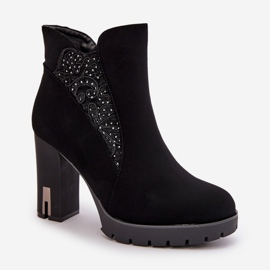 PS1 Botines de mujer aislantes con tacón alto y bordado, Negro Verissae 4